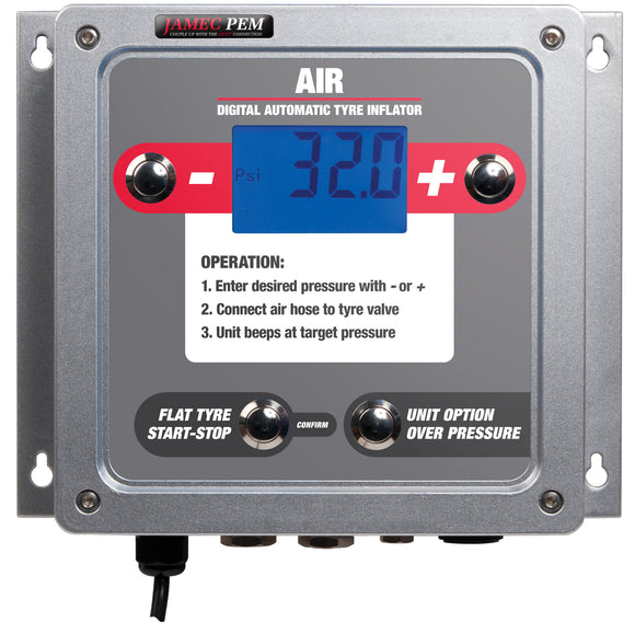 Digital Automatic Tyre Inflator - close up of case & buttons with digital display