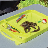 Jamec Pem Flex Grip Tray, sizes Medium, out of box on a table with fishing tools laid on top