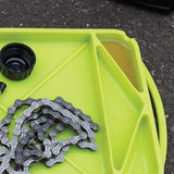 Jamec Pem Flex Grip Tray, out of box with a bike chain and oil within the mold of the tray